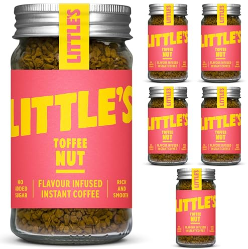 Little's Toffee Nut Flavoured Instant Coffee, 6 Pack (50g x 6) - Rich & Smooth Coffee, Infused With Toffee Flavour - Vegan Friendly, Low Calories, No Added Sugar