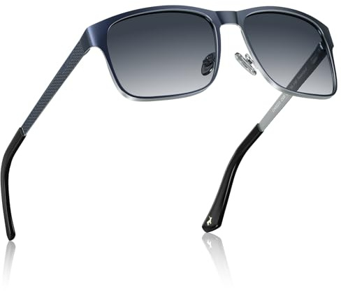 Carfia Gafas de sol polarizadas para hombre con montura de metal con nariz ajustable CA5223, C05/Lentes azules con montura exterior azul mate y montura interior paladio mate, M