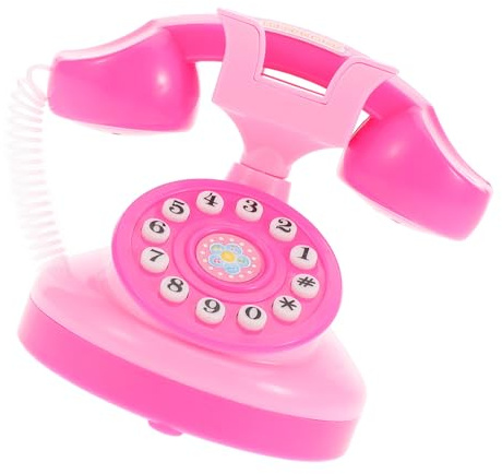 GLSTOY Téléphone Jouet à Cadran Vintage pour Garçon et Filles Fille Garçon, Mini Format Compact, Plastique Rose, Jeu de Rôle Éducatif Interactif, Jouet Factice sans Piles, Maison
