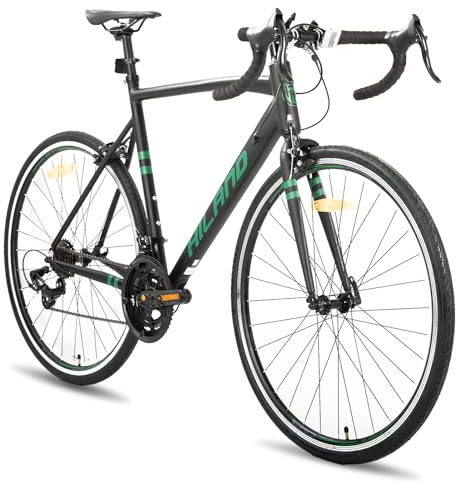 HILAND Daring Bicicleta de Carretera 28 Pulgadas, 14 Velocidades, Cuadro de Aluminio de 49 cm, 700C Bicicleta para Uso Diario para Hombre y Mujer, Frenos de Pinza Delantero y Trasero, Negra