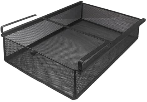 LOVIVER Cassetto estraibile sospeso sotto il ripiano, cestino in filo metallico, organizer salvaspazio per biancheria intima, per camera da letto, armadio, L Black