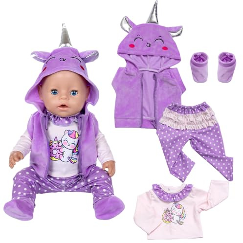 LYPPUL Dockkläder för 36–45 cm dockor, kläder kläder för babydockor, 12–18 tum född babykläder dockor tillbehör med sweatshirt huva långärmade spetsbyxor skor dockor kläder