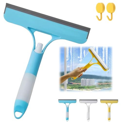 2025 New 3 in 1 Window Cleaning Scraper, Multi-Purpose Wiper With Spray Bottle, Squeegee & Scraper for Glass, Mirrors, Car, Kitchen & Bathroom (blue)