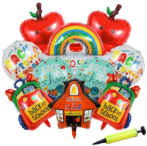 SSKHE 10 Pcs Retour à l'école décorations ensemble avec pompe à air, accessoires de salle de classe pour le dos à l'école fête premier jour décoration, pour l'école/retour à l'école fêtes