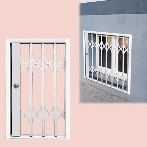 Hopfällbart säkerhetsfönstergaller för källare, vind, skjul och stall – inbrottsbeständig osynlig glidport (91,5 x 132 cm) – förbättrat inbrottsskydd