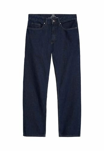 Marks & Spencer Jean Coupe Droite Pur Coton d’Un Bon Rapport qualité-Prix Indigo 86cm (UK 34)