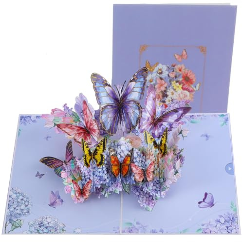 ZYEKIU 3D Avec Motif Papillon, Carte Anniversaire Spéciale, Carte Depart Collegue de Travail Élégante Pliable de Haute Qualité pour Diverses Occasions Depart Collegue Mariage Merci Bon(Bleu vif)