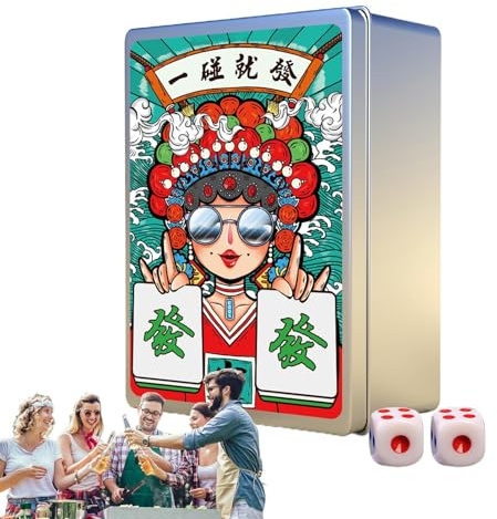 Resemahjong uppsättningar, set mahjong spelkort, bärbara mahjongs-set | 146 st/set mahjongg spelkort | uppsättningar för hemunderhållning, picknick, pokerspel, festival, , familj, inomhuskul,