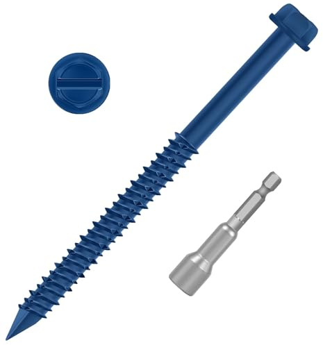 Etauwe 1/4 x 5 Blue Hex Head Concrete Screw Anchor Kit for Anchoring to Masonry, Block or Brick, 30 PCS