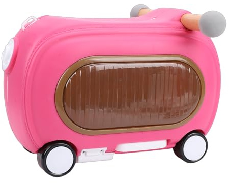 EMUKOEP Åkbar Småbarnsbagage, 20 Liters Handbagage med Hjul, Tålig Rullväska för Barn, Perfekt för Familjeresor, Roligt åkbagage för Småbarn (Rose Red)