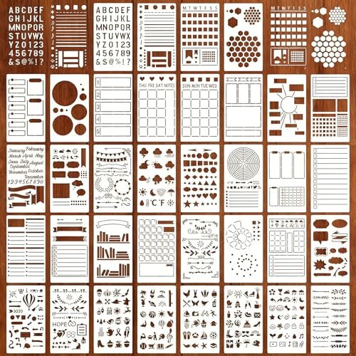 36 Pcs Journal Stencils Set for Kids, Alphabet Stencils Reusable PET Planner Templates, Bullet Journal Stencils for Diary Notebook Scrapbooking Drawing DIY Crafts Supplies