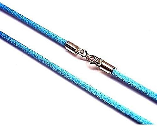 Minoplata Cordon en soie bleu clair avec fermoir en argent sterling à combiner avec des pendentifs de petite taille et pour créer des colliers pour enfants