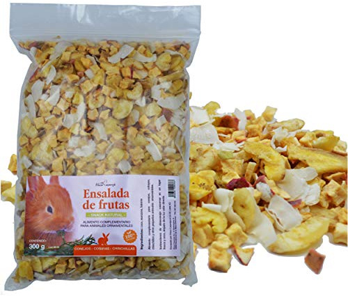 FINCA CASAREJO Snack Natural para Conejos, cobayas y Chinchillas - Ensalada de Frutas Secas 300g (1 Unidad)