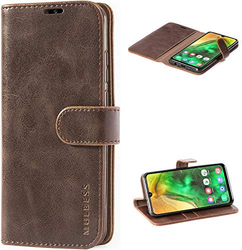 Mulbess Handyhülle für Samsung Galaxy A50 Hülle Leder, Samsung Galaxy A50 Handy Hüllen, Vintage Flip Handytasche Schutzhülle für Samsung Galaxy A50 / A50s / A30s Case, Kaffee Braun