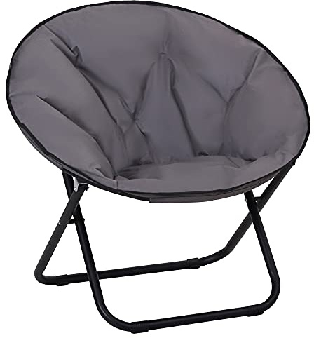 Outsunny Loveuse Fauteuil Rond de Jardin Fauteuil Lune papasan Pliable Grand Confort 80L x 80l x 75H cm Grand Coussin fourni Oxford Gris