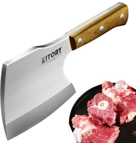Kitory Mannaia per il taglio delle ossa, coltello da cucina super massiccio a forma di ascia resistente appositamente per grandi ossa di manzo e rottura della carne congelata, regali 2024