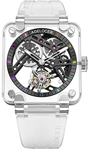 AGELOCER Men's Top Brand Transparent Double Sided Hollow Tourbillon Hand Operated Mechanical Luxury Watch (AG:9201S11), AG:9201S11, Mechanical