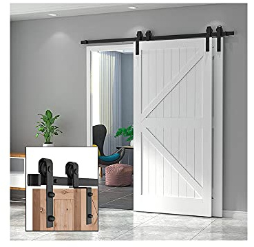 366cm Binario per Porta Scorrevole Kit,Kit per Porte Scorrevoli,Kit Doppia Porta,Ferramenta per Porta Della Stalla,Due Ante Possono Sovrapporsi