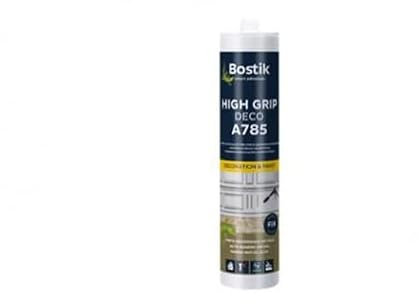 BOSTIK A785 High Grip Deco, Blanco - Adhesivo Acrílico, Agarre Inmediato, Especial para Decoración Interior, Versátil, Pintable, Unión Fuerte y Duradera, Fórmula sin Disolventes, Cartucho 310 ml