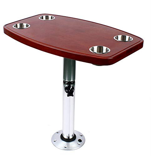 Table télescopique pour cockpit marine avec 4 porte-gobelets, amovible, hauteur réglable, pour bateaux, ponts de yacht, camping-car