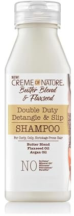 Creme of Nature, Butter Blend & Flaxseed, Shampoing hydratant assouplissant, nourrit, définit et allonge les boucles, soin pour cheveux bouclés frisés crépus, sans sulfate ou silicone, 355ml