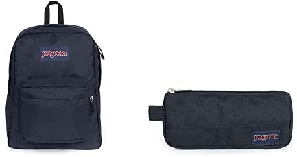 Jansport SuperBreak One Rucksack, 42.5 cm, 26 L, Blau (Navy) +Jansport Basic Accessory Pouch, 21 cm, 0.5 L, Blau (Navy)