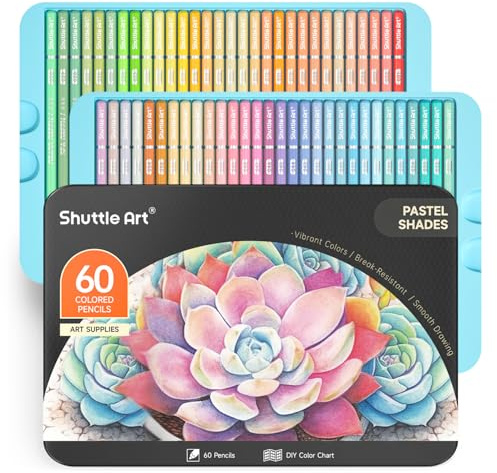 Shuttle Art Pastell Buntstifte Set, 60 Buntstift pastell, Pastellstifte, macaron Buntstifte für Erwachsene, Anfänger zum Malen, Färben, Zeichnen, Holzstifte, Farbstifte für Kinder
