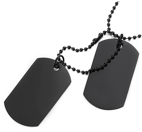 COOLSTEELANDBEYOND Klassisk två stycken män hundtagg hänge och 69 cm kulkedja, Metall, Ingen ädelsten