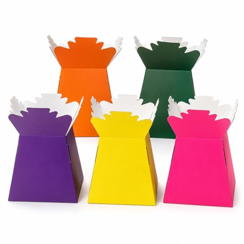 Floralcraft® Primary Mixed Colour Hand-Tied Living Vase Boxes – Pack of 30, Florist Bouquet Presentation & Transport Boxes, Aqua Flower Boxes
