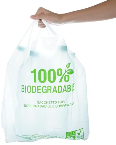 spar-home® Sacchetti per rifiuti biologici – ideali per biomimetri, per compostaggio, cucina, compostabili, sacchetti organici, con manico, sacchetti per rifiuti biologici per alimenti (200)