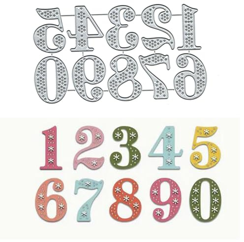 Blomma randiga siffror metall stansning för korttillverkning, punkt 0-9 siffror kort skärning schabloner gör-det-själv scrapbooking album dekorativ prägling papper kort prägling hantverk