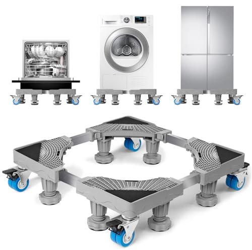 WUFANC Base per Lavatrice con 8 piedi + 4 Ruote per Lavatrice, Frigorifero e Asciugatrici. Ruote Per Lavatrice Dimensioni Regolabili 45-70 cm, Antiscivolo e antiurto(Peso massimo 500 kg)