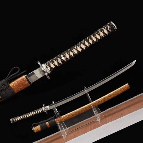 102 cm großes Samurai-Handschwert mit Scheide,handgebranntes großes Wellenmuster T10-Stahl,geschnitzter Handschutz reinem Kupfer,Scheide massivem Holz,japanisches echtes Schwert,handgefertigtes Katana