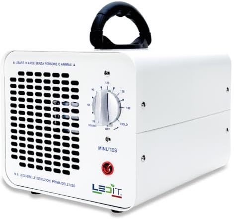 LEDIT Generatore Ozono 30.000mg/h Progettato in Italia–Ozonizzatore USO PROFESSIONALE Certificato CE&CNR 0-500m²–Purificatore d’Aria Elimina Odori–Timer 180min,Senza Filtro,Locali,Uffici,Hotel