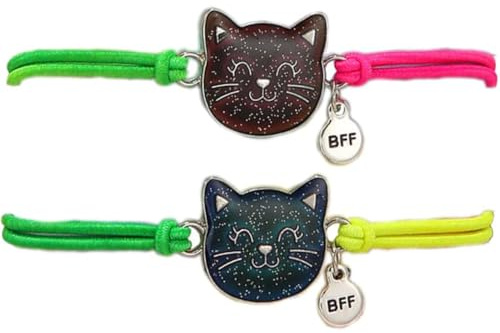 ZILZUFA 2 Pezzi Braccialetti Amicizia per Bambina Ragazza, Braccialetto per Ragazze Gatto, Colori Arcobaleno Cangianti, Bracciale Bambina, per Feste Gadget Compleanno