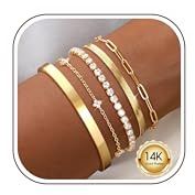 KRFY 5 Bracelet Femme Argent Or Ensemble De Bracelets Superposés Bracelet Acier Inoxydable Femme Argent Empilables Bracelets Réglable Zircon Tennis Chaîne Trombones Bijoux Bracelets Pour Filles-G-F