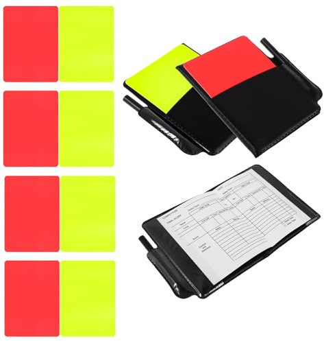 MUELODSIC Kit Cartellini Arbitro Calcio PVC Lucido con Portafoglio Set Cartellini Rossi e Gialli Visibili per Arbitri Libretto Segnapunti Incluso per Partite Ufficiali e Competizioni