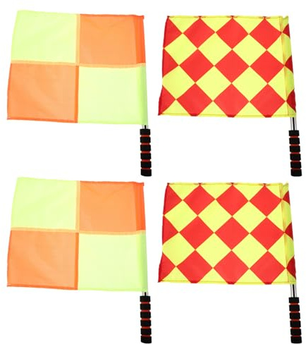 GANAZONO 4 Piezas Bandera Cuadros para Jueces de Línea Banderas de Alta Visibilidad para Árbitros Deportivos para Árbitros para Competición Atlética y Entrenamiento Deportivo