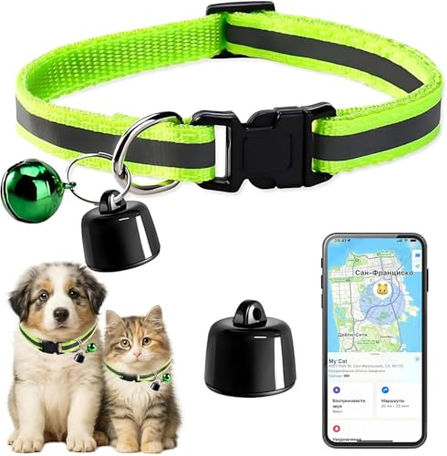 Cat Dog Tracker with Collars, Smart Cats Tracker No Monthly Fee, No SIM Required, Compatible with iOS/Android, Global Tracking Device for All Cats Dogs