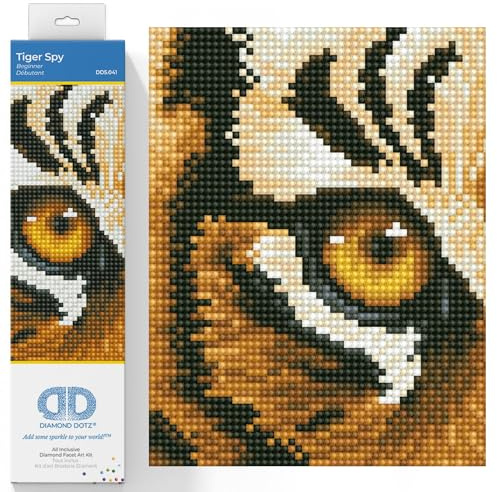 Diamond Dotz DD5-041 Tiger Augen, ca. 42 x 15 cm groß, Diamond Painting, Malen mit Diamanten, funkelndes Bild zum Selbstgestalten, für Kinder und Erwachsene