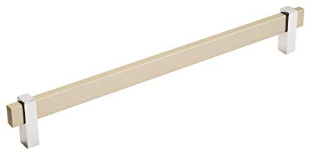 Amerock | Cabinet Pull | Silver Champagne/Polished Chrome | 10-1/16 inch (256 mm) Center to Center | Mulino | 1 Pack | Drawer Pull | Drawer Handle | Cabinet Hardware