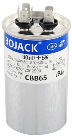BOJACK 30uf 370 450 V AC CBB65 Motor y ventilador Arranque redondo Condensador 30 MFD 10000 AFC