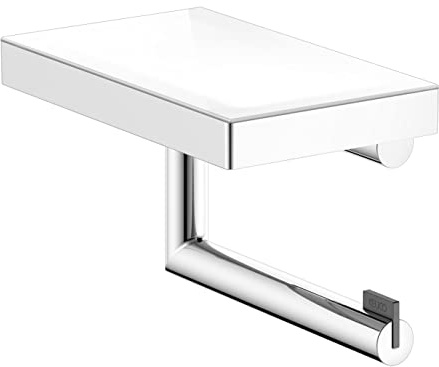 KEUCO Reva Toilettenpapierhalter, offene Form, mit Ablage, Metall verchromt, Made in Germany, schwenkbar, inkl. Schrauben und Dübel, Klopapierhalter zum Bohren