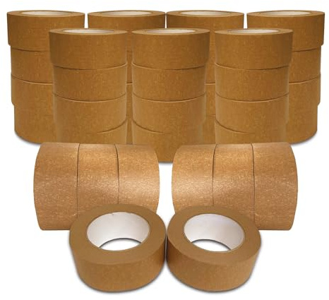 JeeJaan® 36 Rolls of Brown Kraft Paper Tape 50mm x 40m Eco-Friendly Self-Adhesive Paper Tape for Packaging Sealing and Wrapping Parcels Durable Recyclable Ideal for Heavy Duty Packing Use