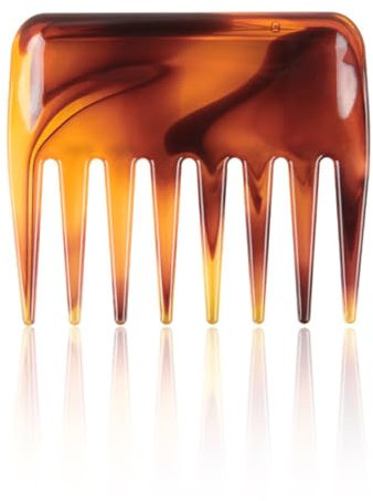 BIRLOZA Pettine dentale largo color ambra tasca per ricci naturali resistente al calore antistatico per donne uomini capelli ricci bagnati lunghi