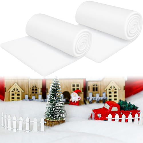 2PCS 3x8FT Large Faux Snow Sheet for Christmas Village Photo Backdrop Prop