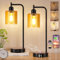 Aooshine Industrial Table Lamps with Amber Glass Shade for Living Room, Desk Lamps for Home Office(Bulbs Included)