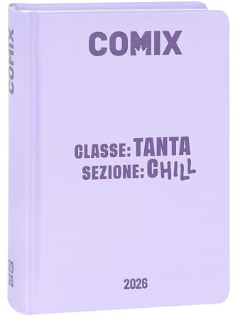 COMIX - Daglig dagbok 16 månader, skoldagbok 2025–2026, med hårt skal, perfekt för mellanstadiet och gymnasiet, 13 x 17,8 cm, lila