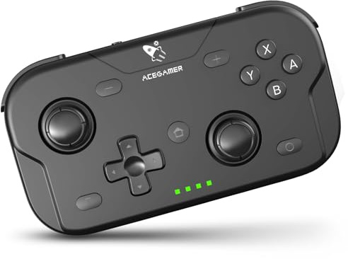 AceGamer Pocket Controller, Mando inalámbrico para Switch/PC/iOS/Android, minicontrolador con Joystick, Turbo, Sensor giroscópico de 6 Ejes y activación con un Solo botón（Negro）