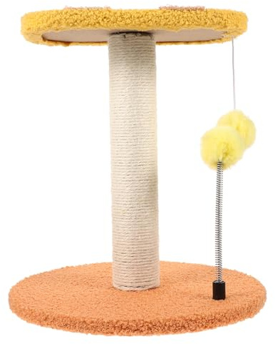 DIYEAH Bee-Shaped Cat Scratching Post and Climber Small Indoor Sisal Cat Scratch Tower with Integrated Tree and Cozy Nest for Household